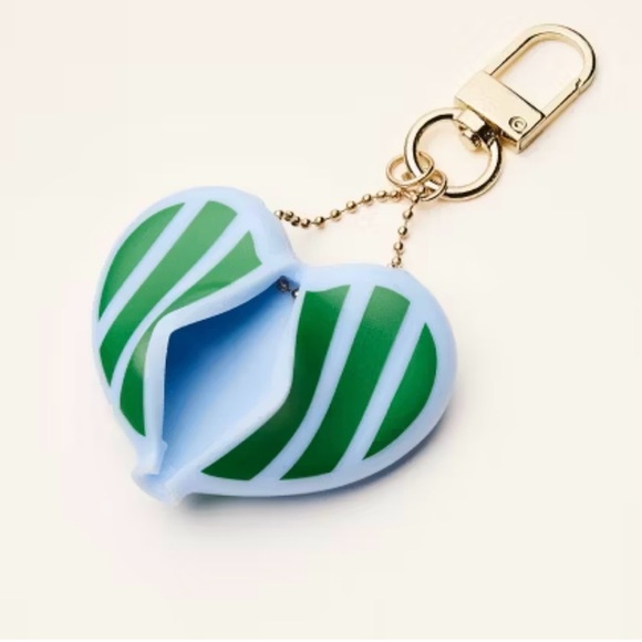 NWT Striped Heart Coin Purse Bag Charm - kate spade new york x Target Green/Blue - Picture 1 of 3
